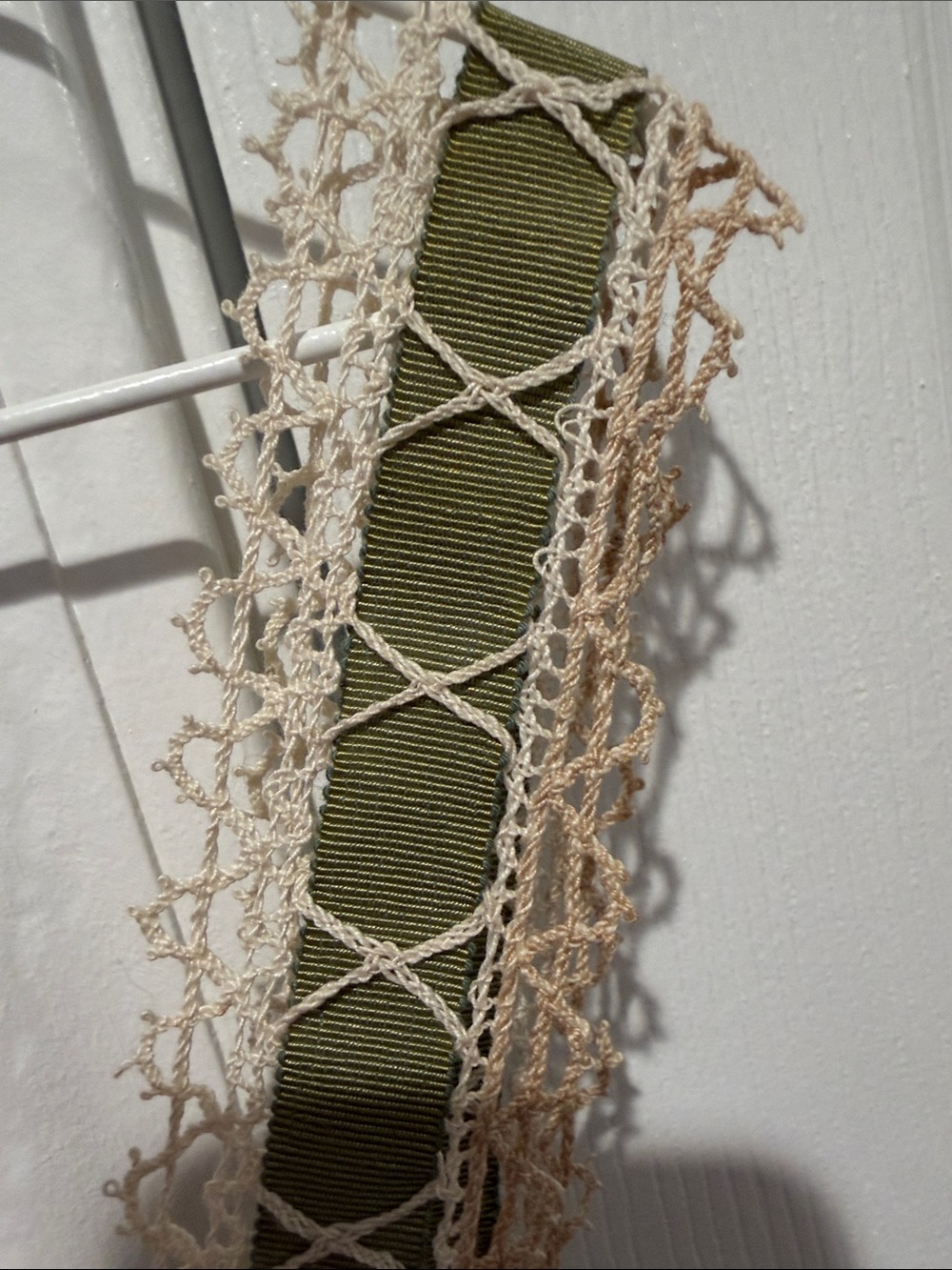 Source Unknown Olive Mini Dress with Cream Crochet Trim - Picture 6 of 8